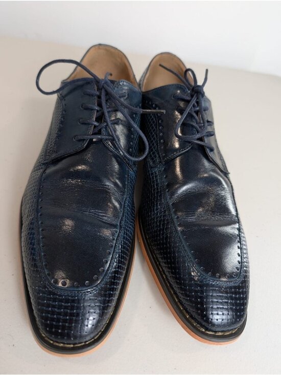 Stacy Adams Platon oxford dress shoes in blue leather men\'s size 10.5M main image 4